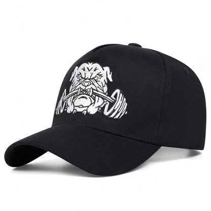 Bulldog Dumbbells Embroidered Sports Baseball Cap