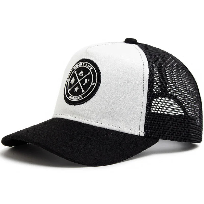 Breathable Mesh Letter Icon Unisex Snapback Cap