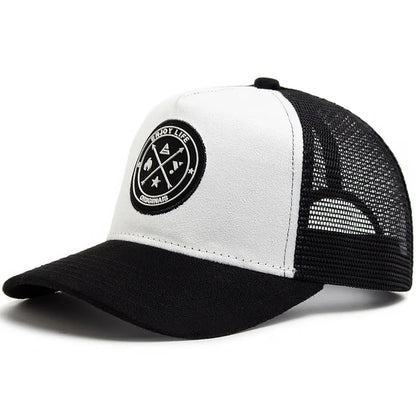 Breathable Mesh Letter Icon Unisex Snapback Cap