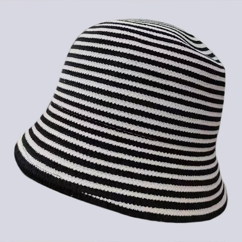 Retro Knitted Contrast Bucket Hat