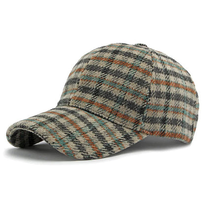 Elegant Plaid Fleece Warm Retro Snapback Cap