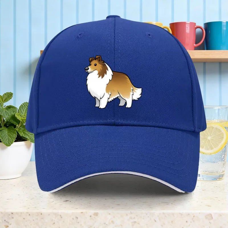 Cartoon Rough Collie Printed Adjustable Baseball Cap