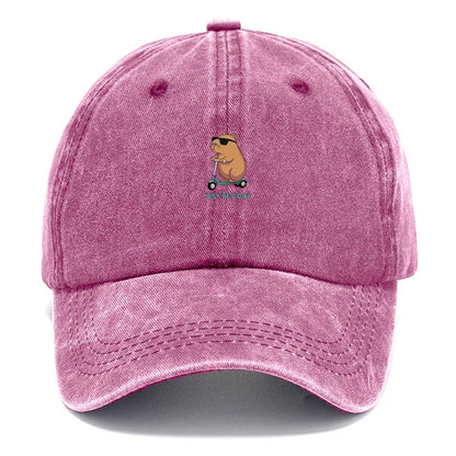 Capybara Cartoon Embroidery Vintage Washed Cotton Baseball Cap