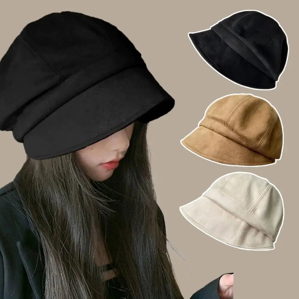 Suede Pile Warm Windproof Bucket Hat