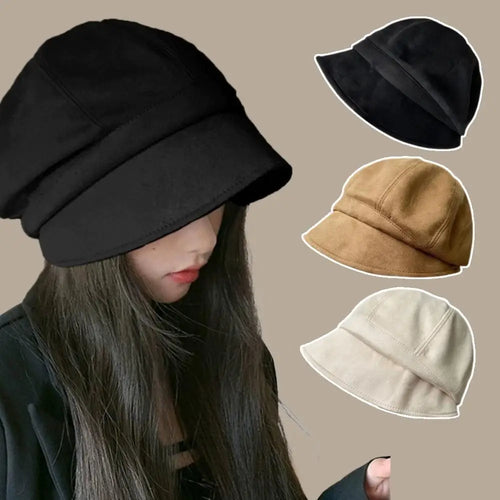 Suede Pile Warm Windproof Bucket Hat