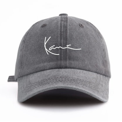 K Print Minimalist Retro Washed Baseball Cap