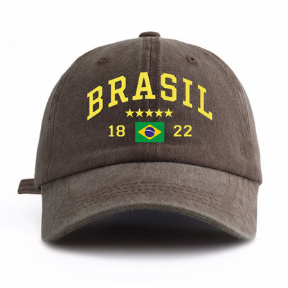 Brasil Print Washed Retro Baseball Cap
