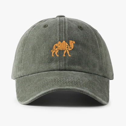 Camel Embroidered Vintage Cotton Baseball Cap