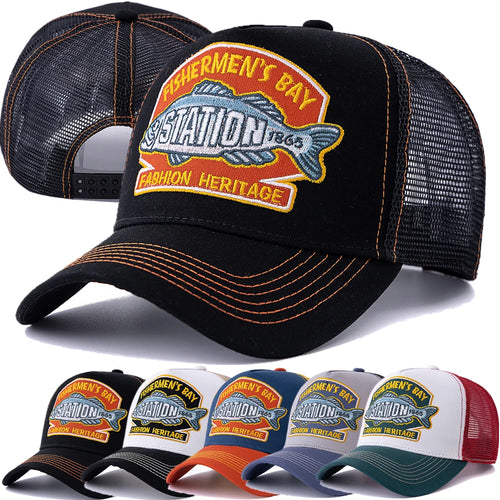 Big Fish Embroidered Mesh Trucker Fishing Cap