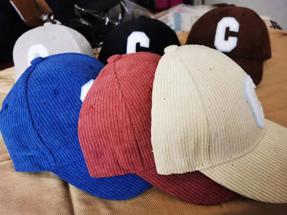 Corduroy C Letter Baseball Cap