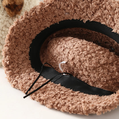 Leopard Cat Ear Bucket Hat Women Winter