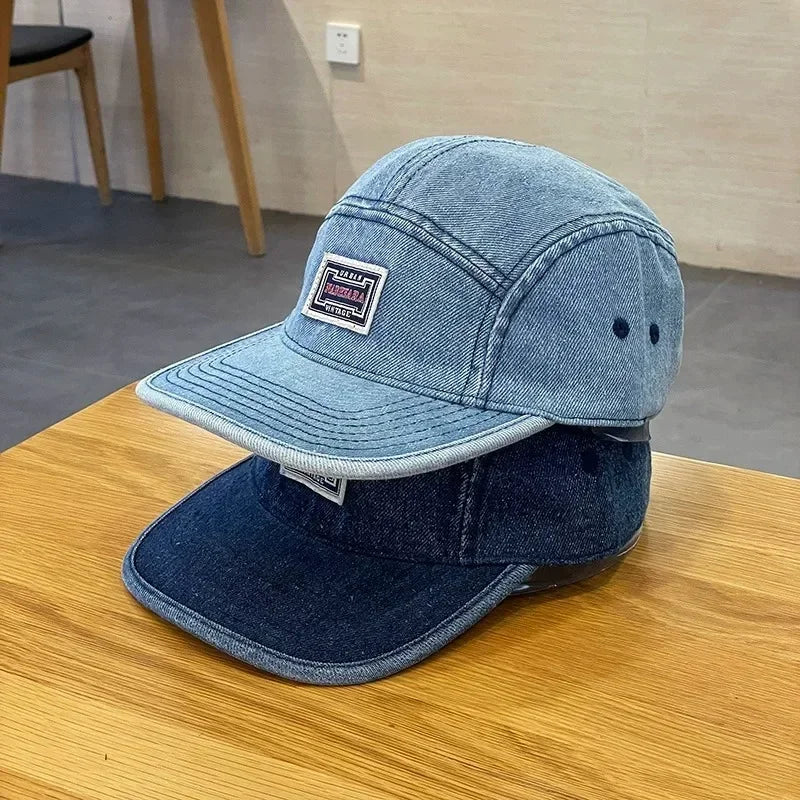 Vintage Denim Flat Brim Snapback Cap