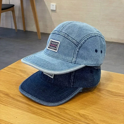 Vintage Denim Flat Brim Snapback Cap
