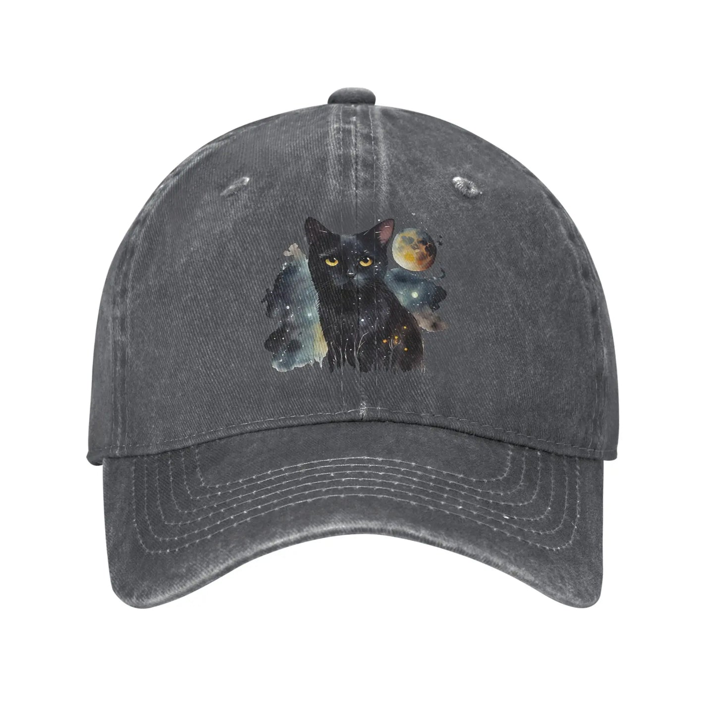 Black Cat Washed Y2K Retro Trucker Baseball Cap