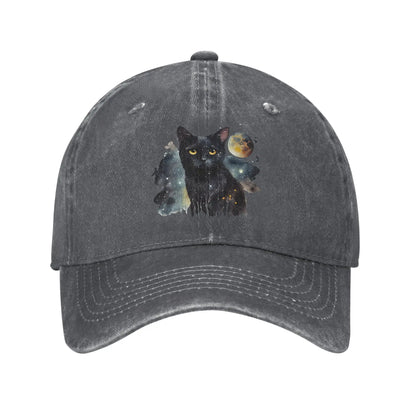 Black Cat Washed Y2K Retro Trucker Baseball Cap