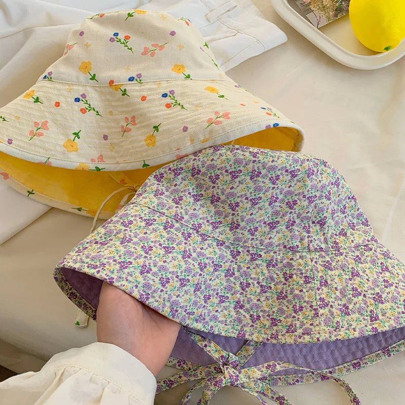 Floral Print Double Sided Lacing Bucket Hat