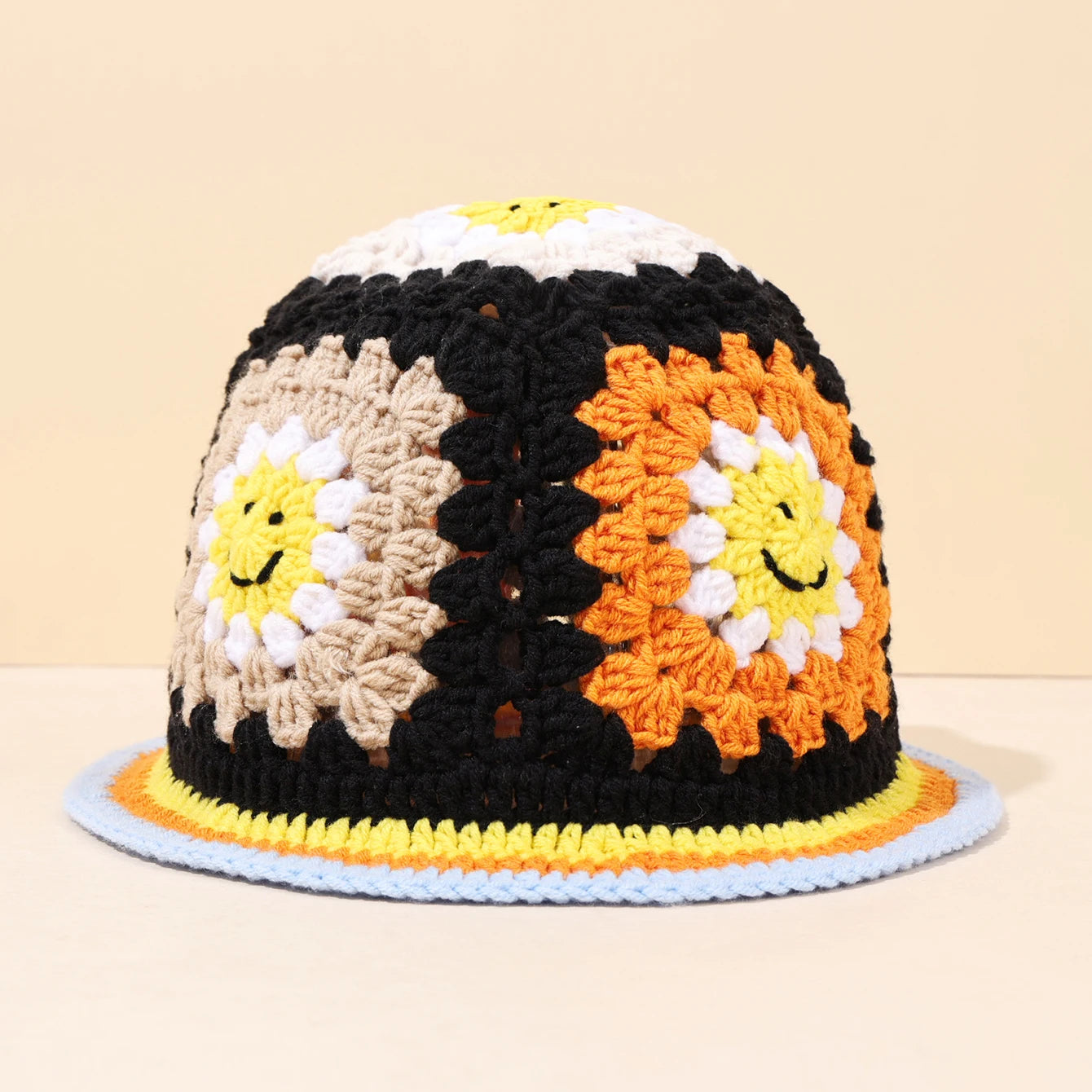 Retro Knitted Sunflower Fisherman Hat