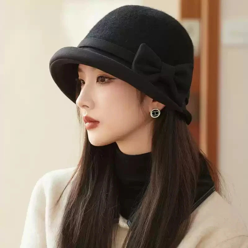 French Bow Warm Winter Bucket Hat