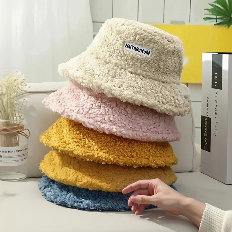 Korean Lamb Wool Retro Cute Bucket Hat