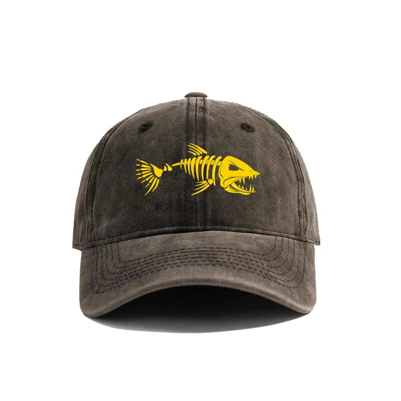 Fishbone Distressed Dad Baseball Cap