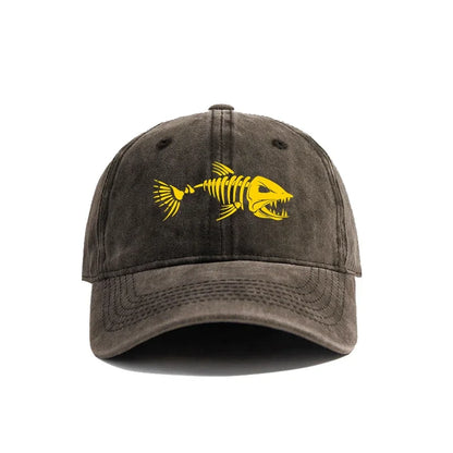 Fishbone Distressed Dad Baseball Cap