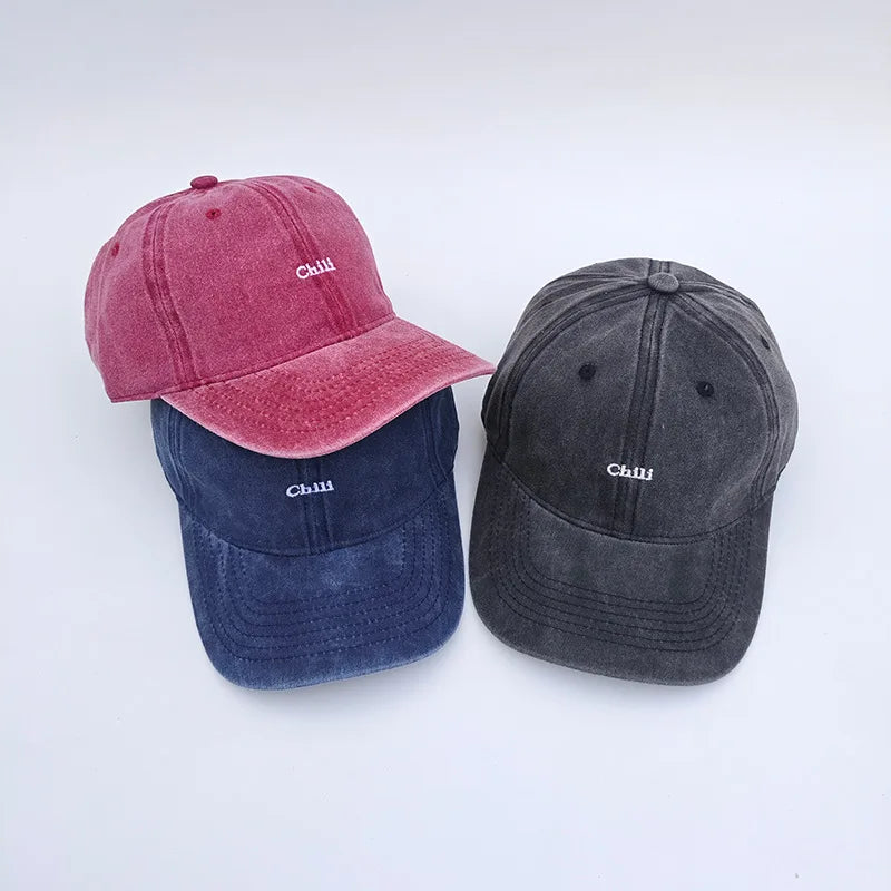 Soft Top Embroidered Letter Retro Baseball Cap