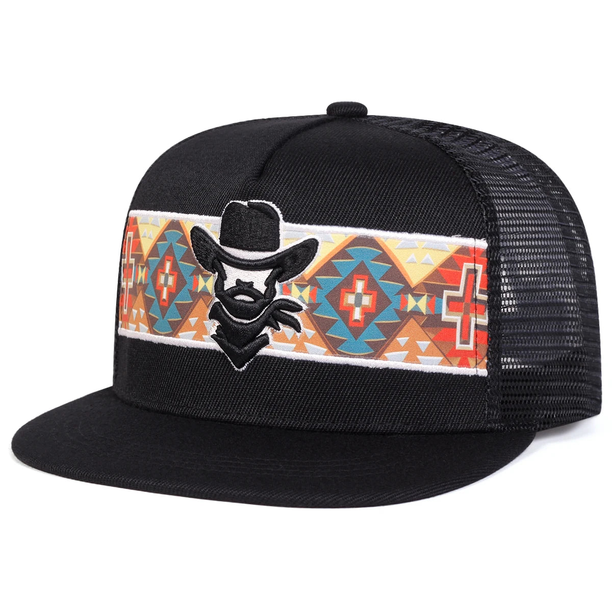 Unisex Western Cowboy Embroidery Hip-hop Net Hats