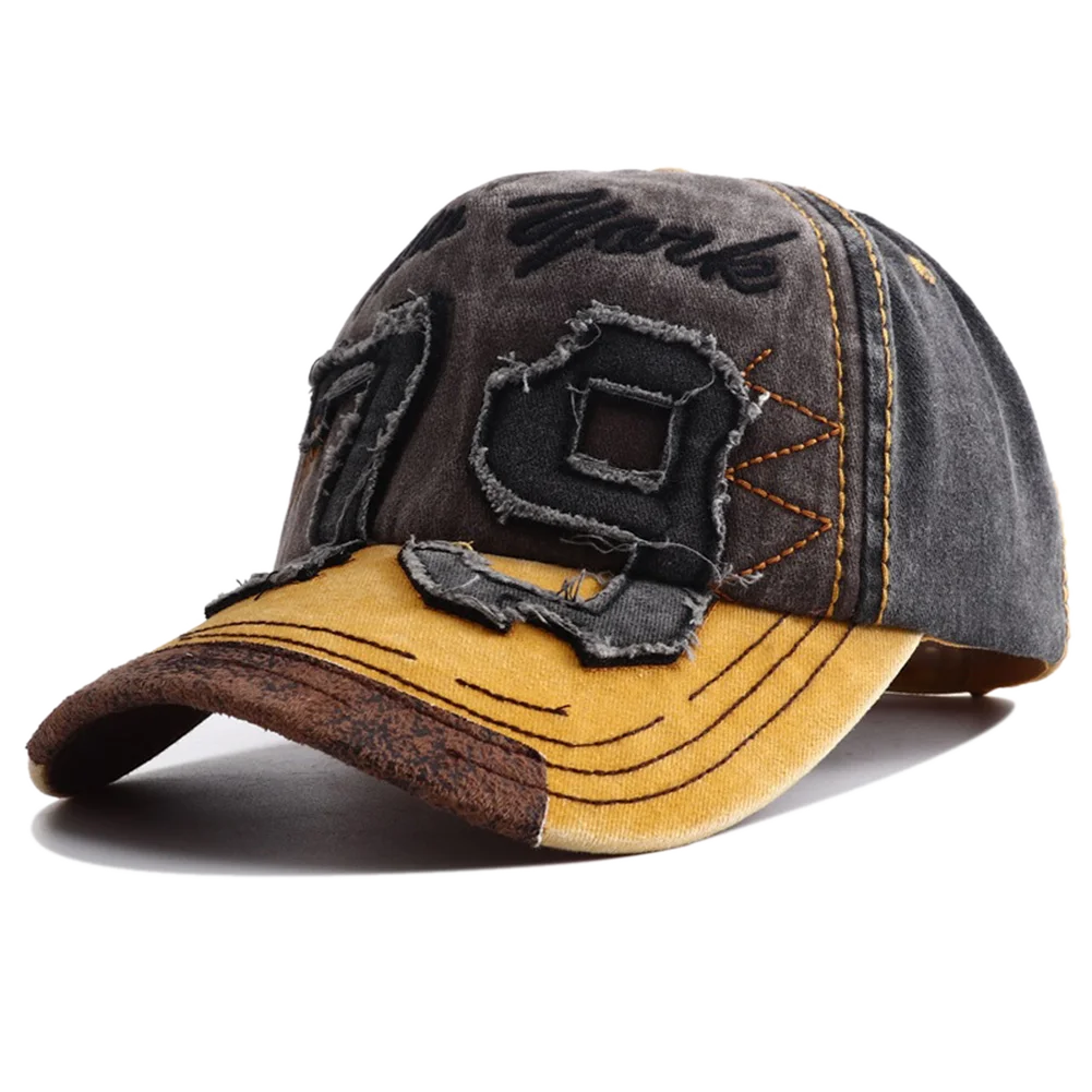 Unisex Washed Cotton Embroidered Letter Baseball Cap