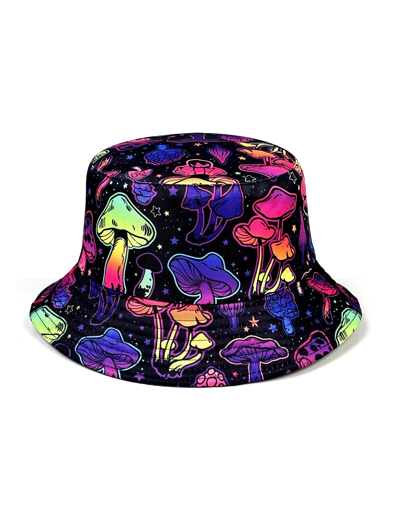 Dreamy Colorful Mushroom Reversible Foldable Bucket Hat