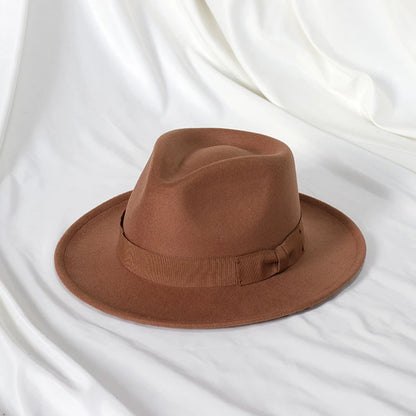 Elegant Bow Tie Wool Jazz Bucket Hat