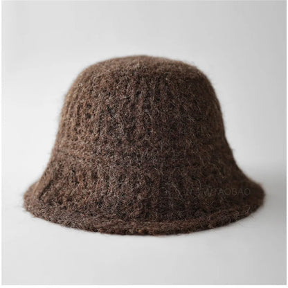 Hollow Knit Winter Bucket Hat
