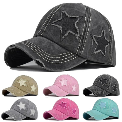 Retro Y2K Star Washed Denim Baseball Cap