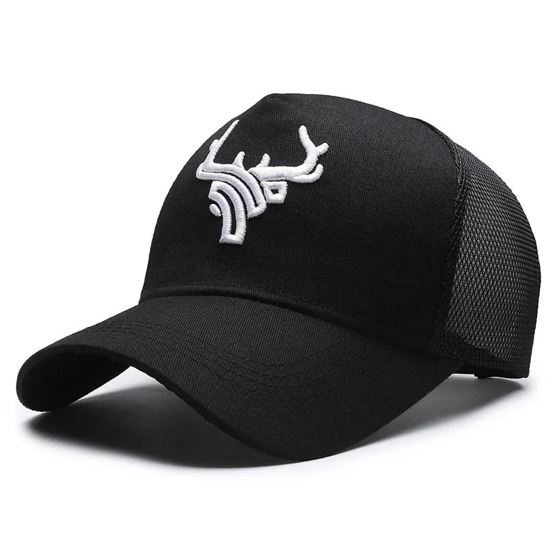 Unisex Animal Antlers Embroidery Baseball Net Caps