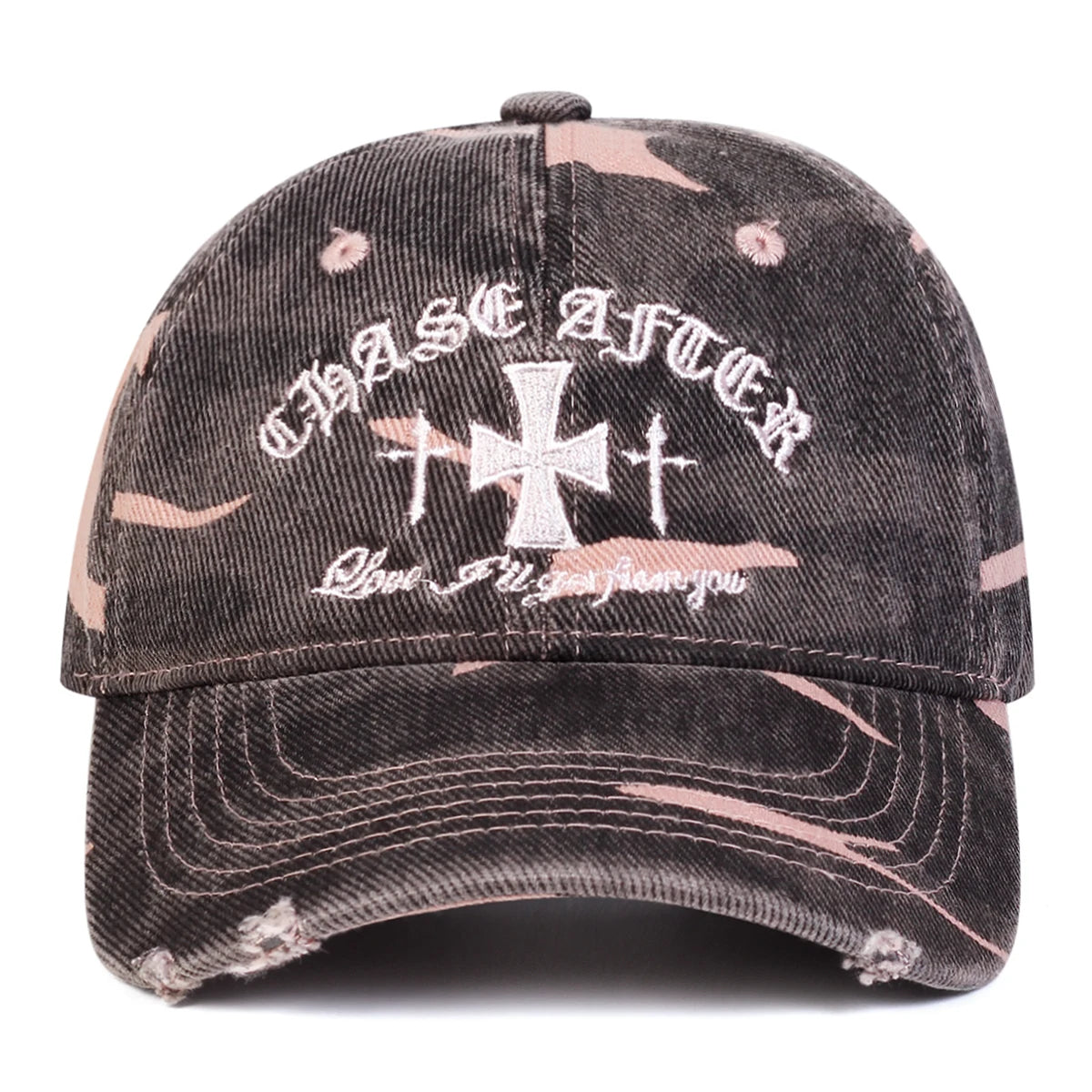 Unisex Cross Embroidery Pierced Baseball Caps