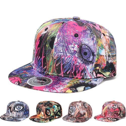 Graffiti Printed Flat Visor Snapback Hat