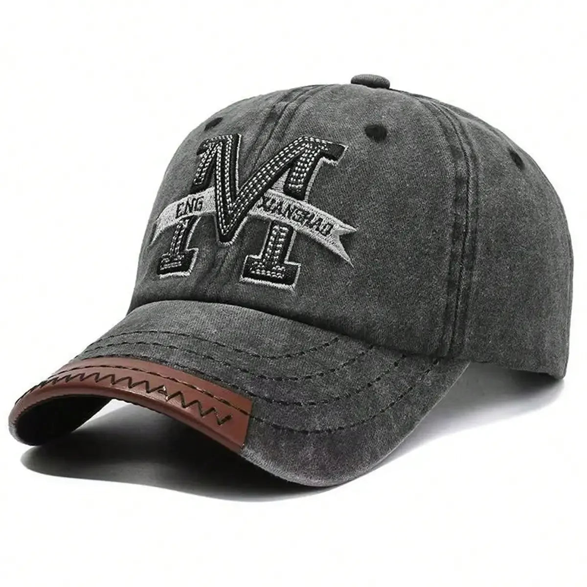 Unisex M Embroidered Washed Baseball Cap