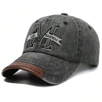 Unisex M Embroidered Washed Baseball Cap
