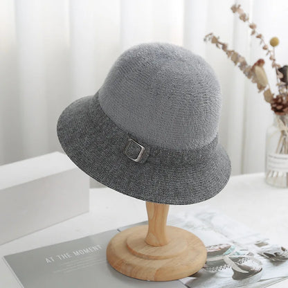 Faux Mink Cashmere Blend Autumn Winter Knitted Bucket Hat