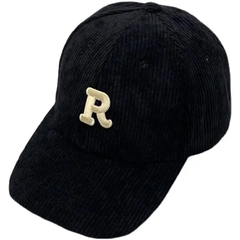 Fashion Corduroy Baseball Cap Ladies Letter R Snapback Hat