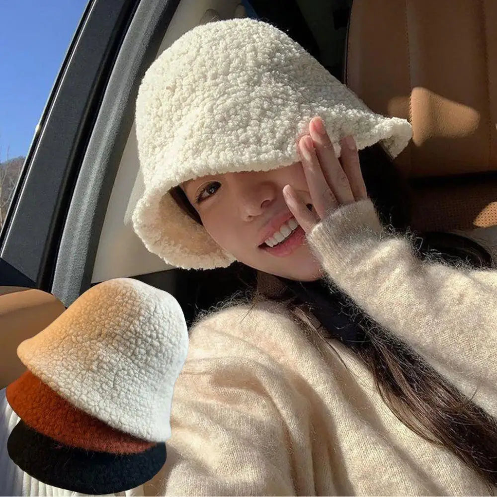 Korean Lamb Wool Winter Bucket Hat
