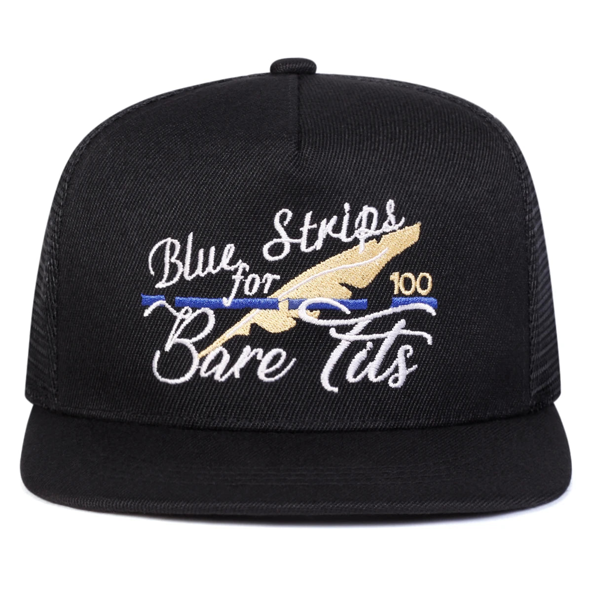 Blue Strips For Bare Tits Embroidery Snapback Cap