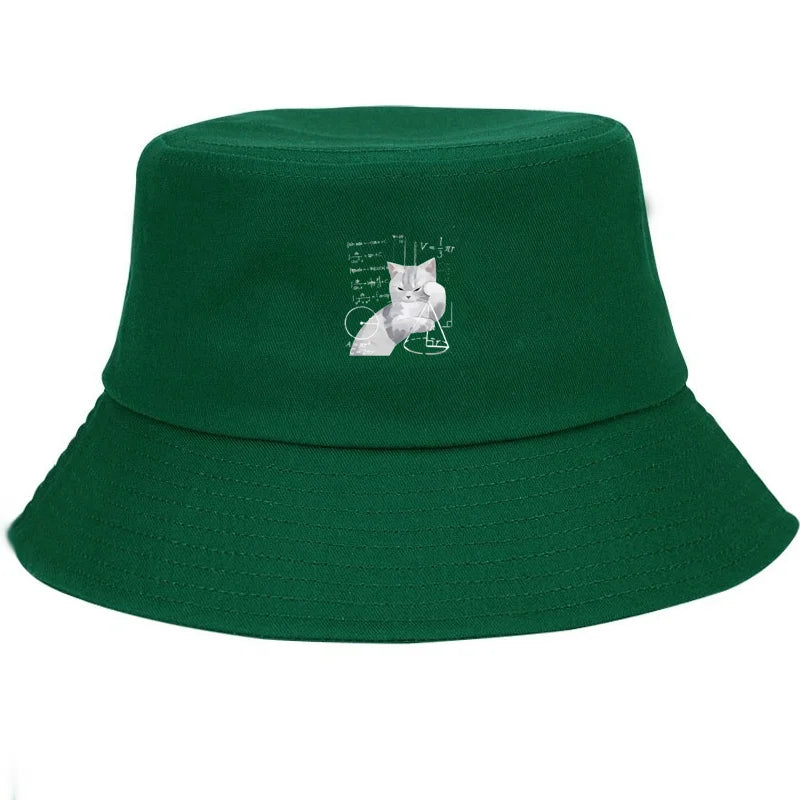 Contemplative Kitten Wide Brim Breathable Beach Bucket Hat