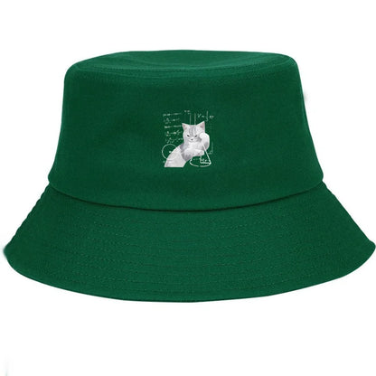 Contemplative Kitten Wide Brim Breathable Beach Bucket Hat