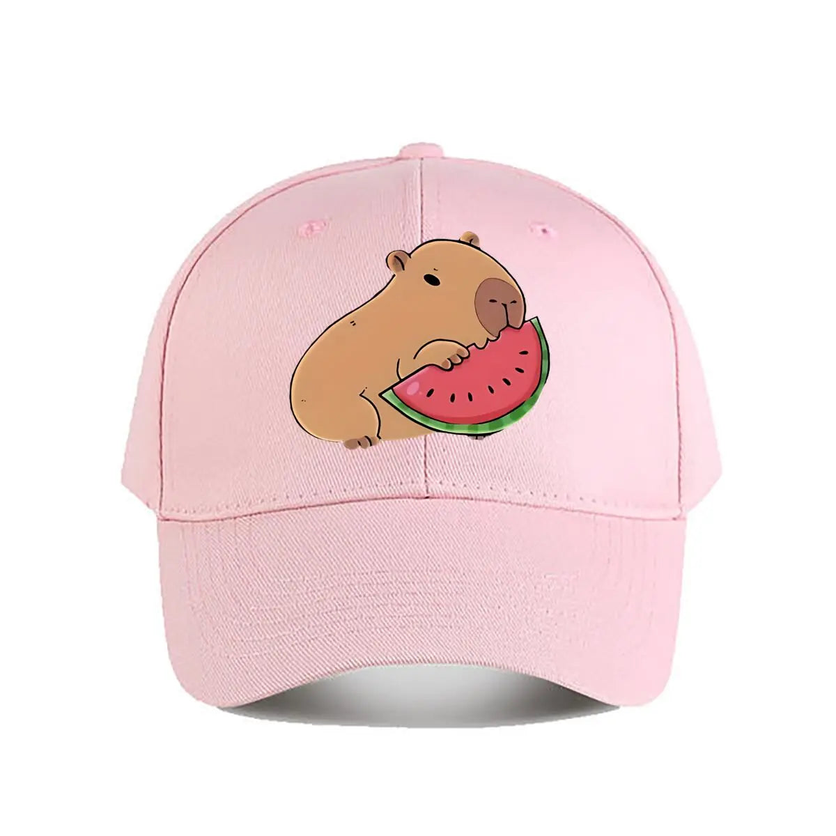 Capybara Eating Watermelon Vinyl Sticker Snapback Baseball Cap