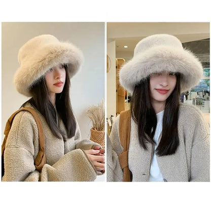 Women’s Plush Faux Fur Winter Bucket Hat