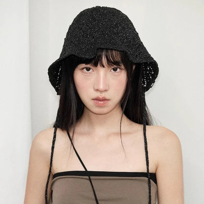 Korean Style Lace Up Breathable Women Bucket Hat