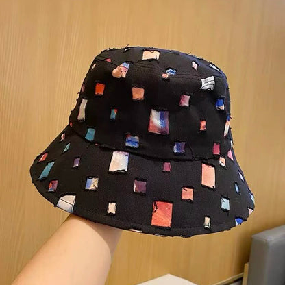 Ripped Style Wide Brimmed Bucket Hat