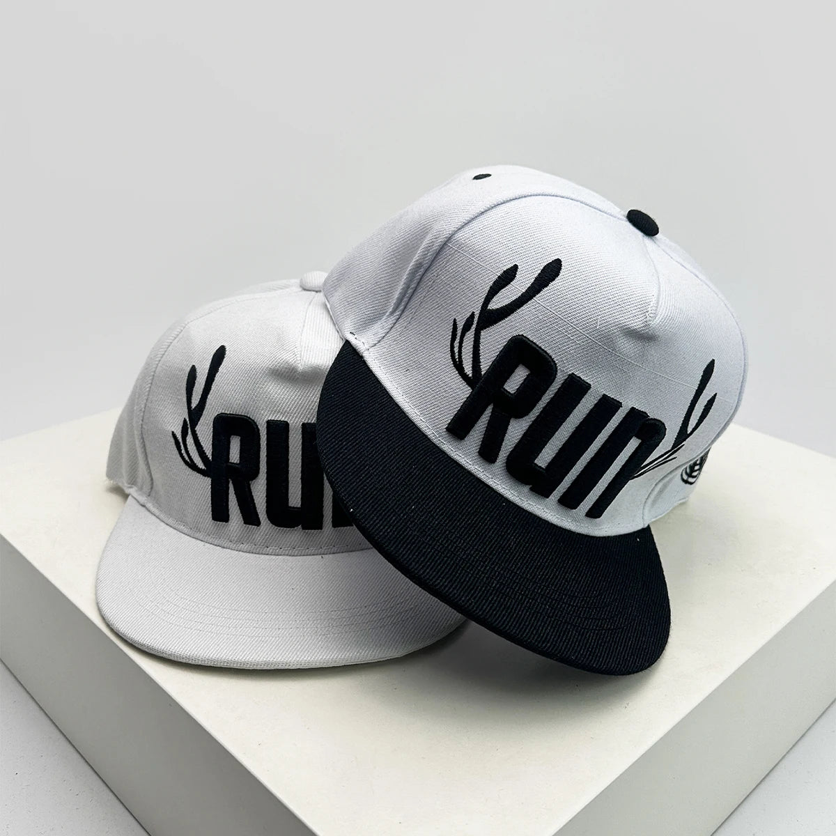Unisex Flat Eave Embroidered RUN Letters Baseball Hats