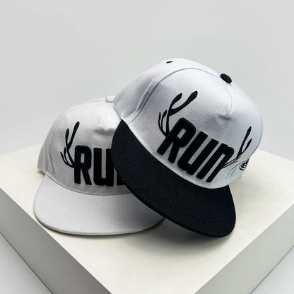 Unisex Flat Eave Embroidered RUN Letters Baseball Hats