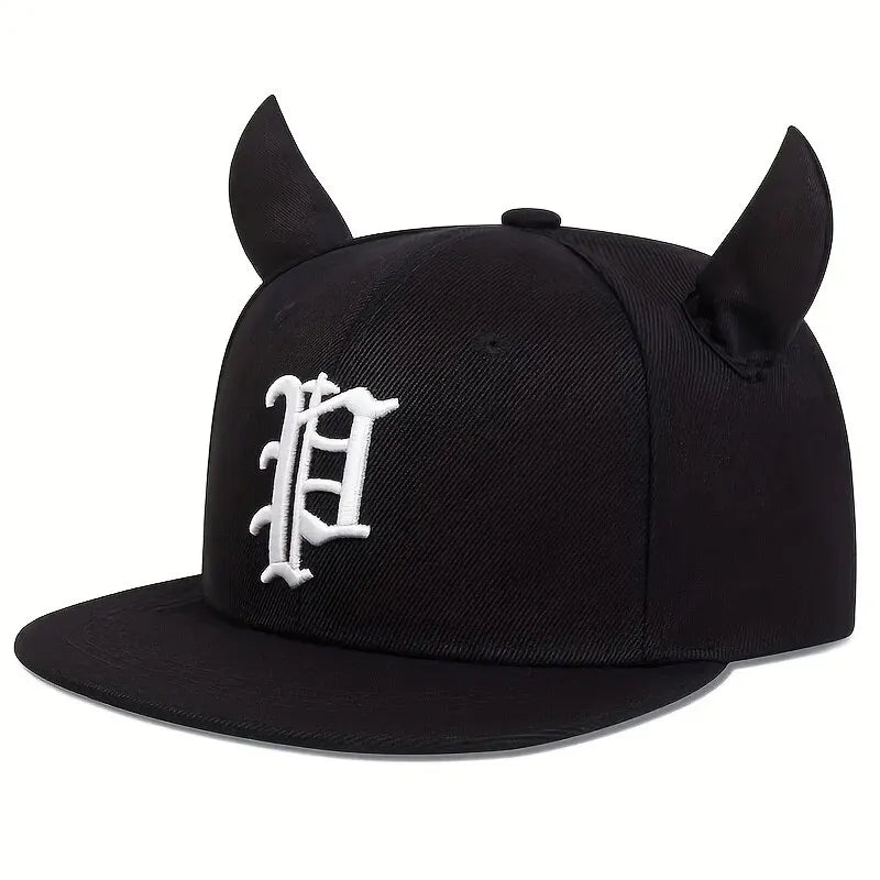 Unisex Personality P Letter Embroidery Ox Horn Hip-hop Hats
